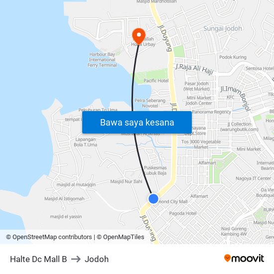 Halte Dc Mall B to Jodoh map