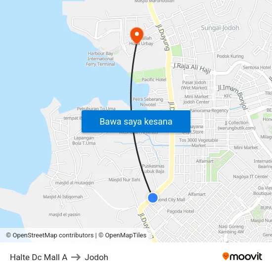 Halte Dc Mall A to Jodoh map