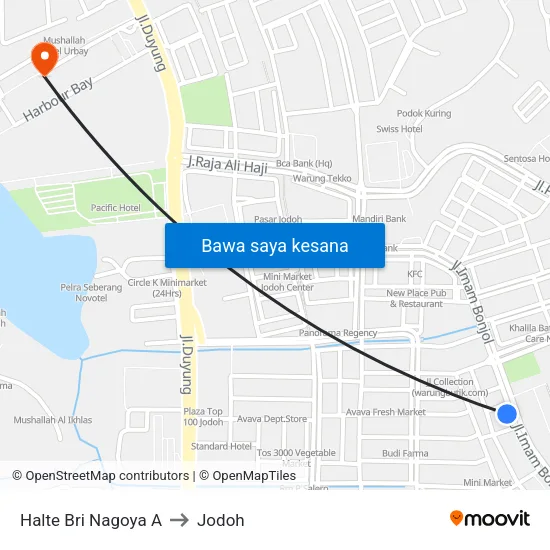 Halte Bri Nagoya A to Jodoh map