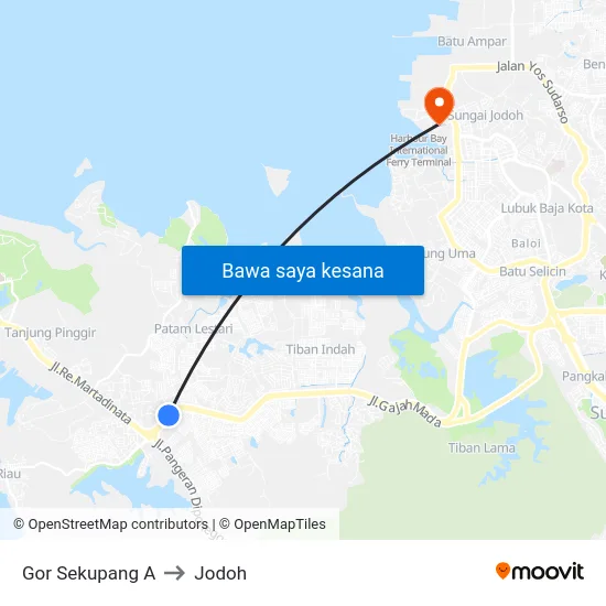 Gor Sekupang A to Jodoh map