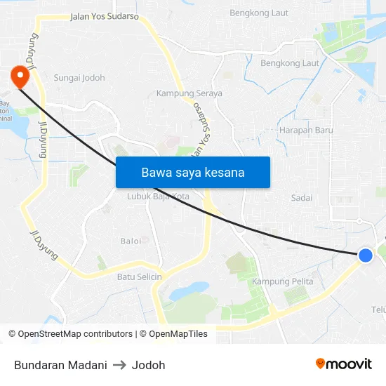 Bundaran Madani to Jodoh map