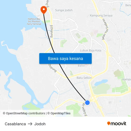 Casablanca to Jodoh map