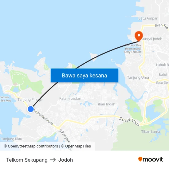 Telkom Sekupang to Jodoh map