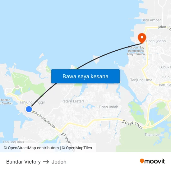 Bandar Victory to Jodoh map