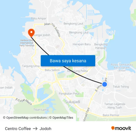 Centro Coffee to Jodoh map