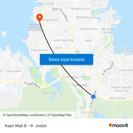 Kepri Mall B to Jodoh map