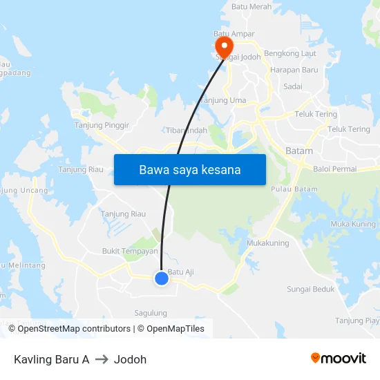 Kavling Baru A to Jodoh map