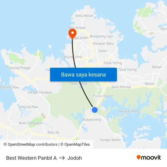 Best Western Panbil A to Jodoh map