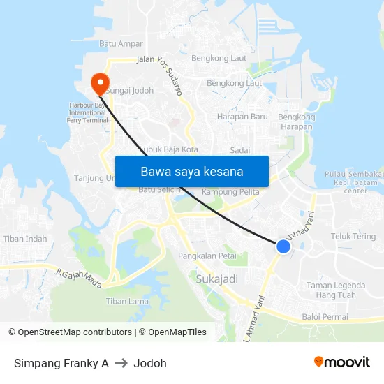 Simpang Franky A to Jodoh map