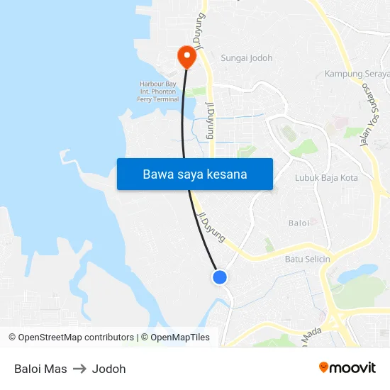 Baloi Mas to Jodoh map