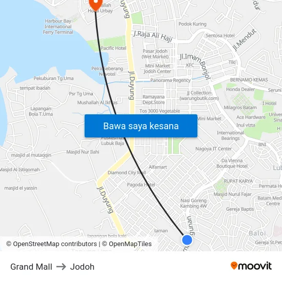 Grand Mall to Jodoh map