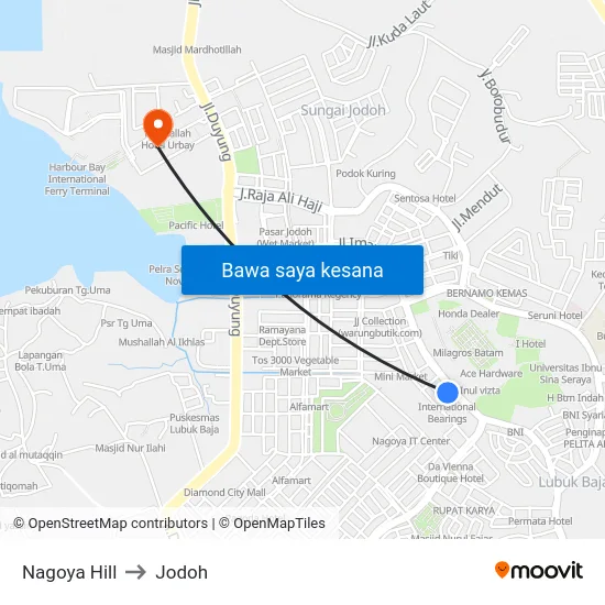 Nagoya Hill to Jodoh map