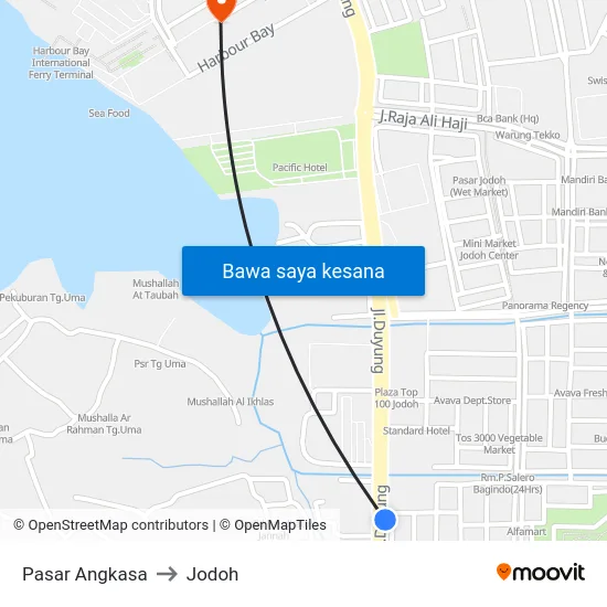 Pasar Angkasa to Jodoh map