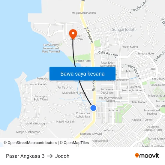 Pasar Angkasa B to Jodoh map