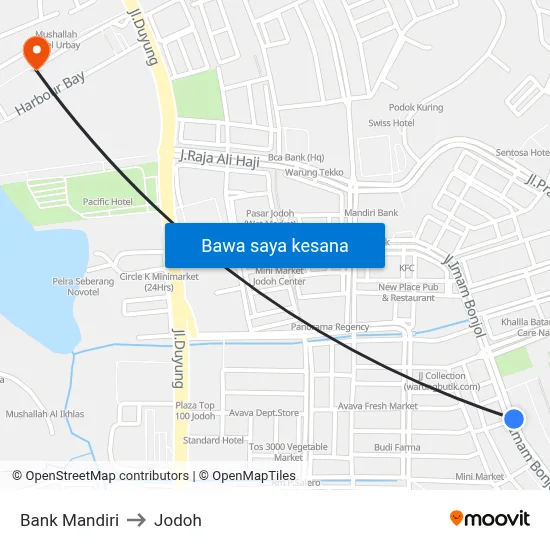 Bank Mandiri to Jodoh map