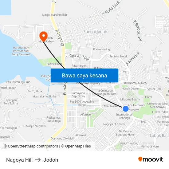 Nagoya Hill to Jodoh map
