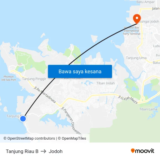 Tanjung Riau B to Jodoh map