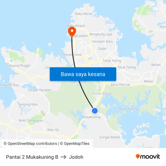 Pantai 2 Mukakuning B to Jodoh map