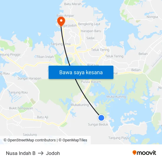 Nusa Indah B to Jodoh map