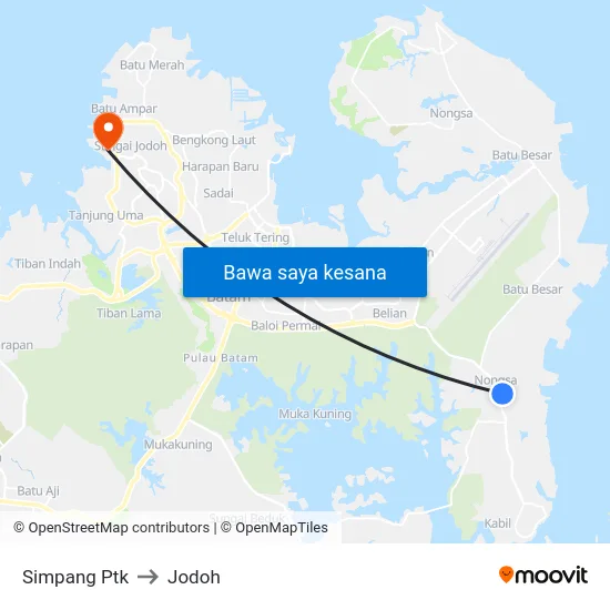 Simpang Ptk to Jodoh map