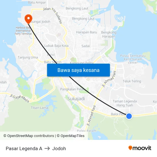 Pasar Legenda A to Jodoh map