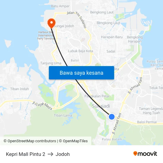 Kepri Mall Pintu 2 to Jodoh map