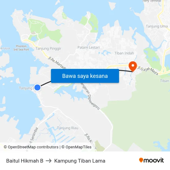Baitul Hikmah B to Kampung Tiban Lama map