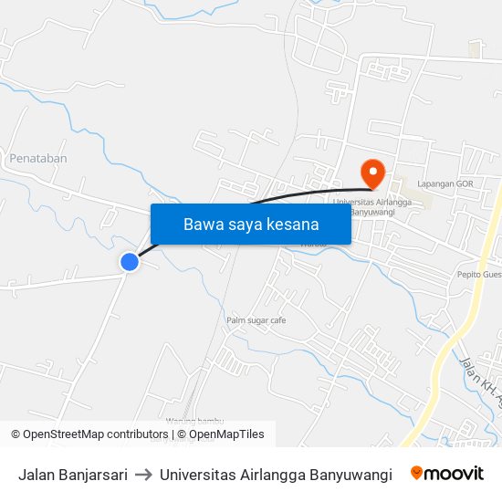 Jalan Banjarsari to Universitas Airlangga Banyuwangi map