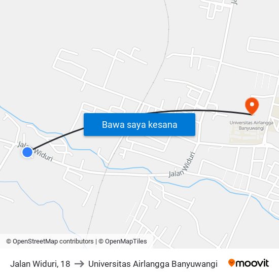 Jalan Widuri, 18 to Universitas Airlangga Banyuwangi map