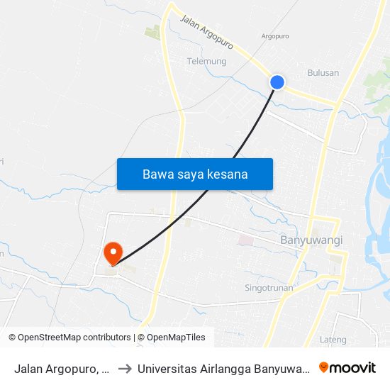 Jalan Argopuro, 54 to Universitas Airlangga Banyuwangi map