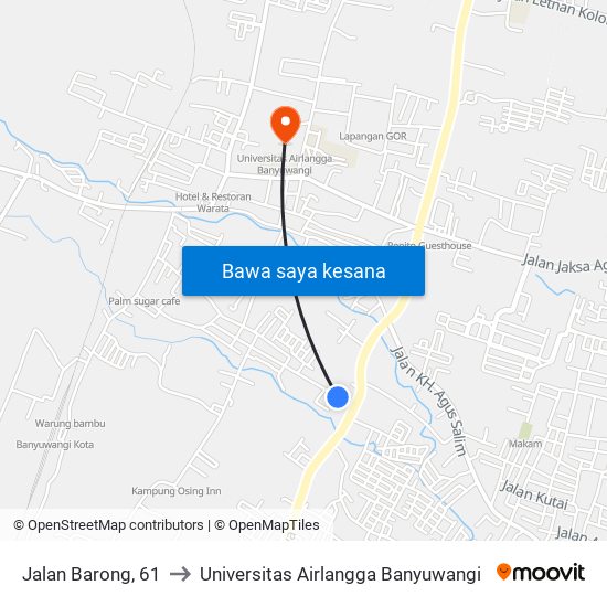 Jalan Barong, 61 to Universitas Airlangga Banyuwangi map