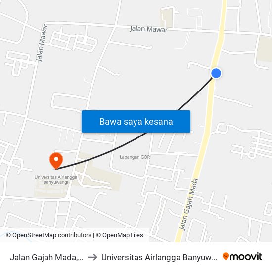 Jalan Gajah Mada, 30 to Universitas Airlangga Banyuwangi map