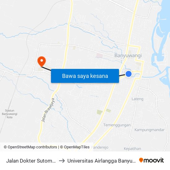 Jalan Dokter Sutomo, 55 to Universitas Airlangga Banyuwangi map