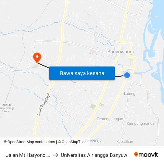 Jalan Mt Haryono, 87 to Universitas Airlangga Banyuwangi map