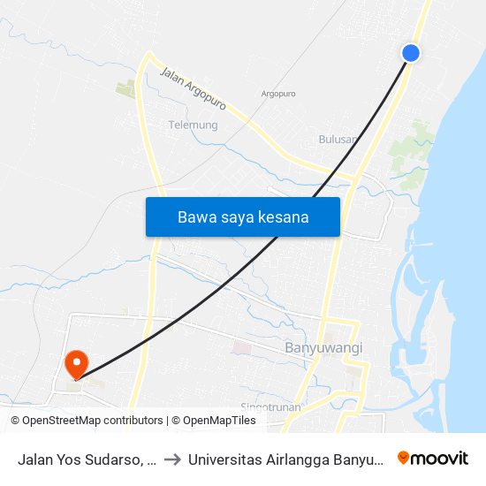 Jalan Yos Sudarso, 119 to Universitas Airlangga Banyuwangi map