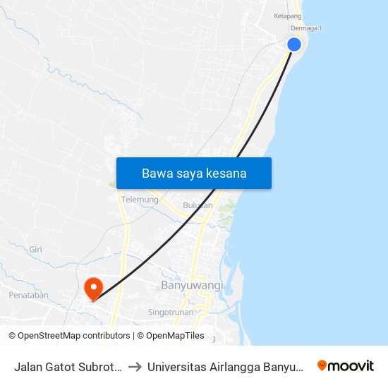 Jalan Gatot Subroto, 5 to Universitas Airlangga Banyuwangi map