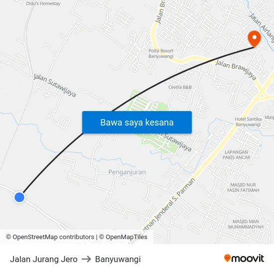 Jalan Jurang Jero to Banyuwangi map