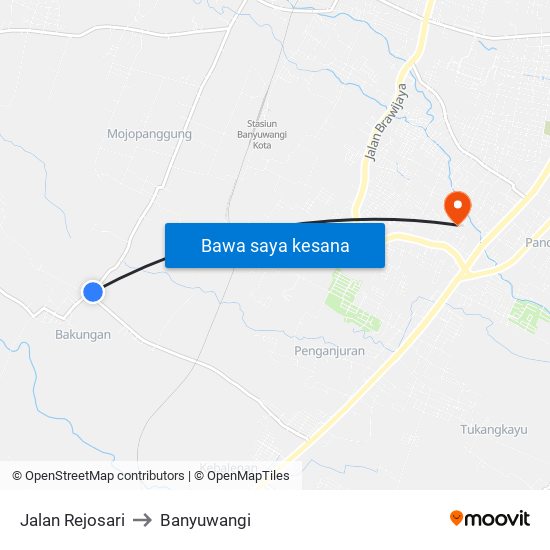 Jalan Rejosari to Banyuwangi map