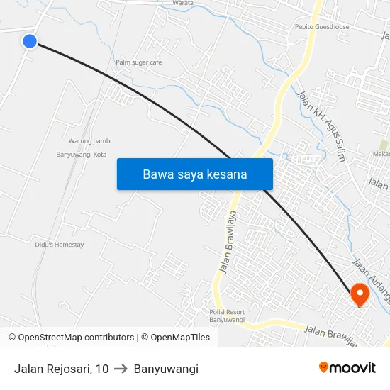 Jalan Rejosari, 10 to Banyuwangi map