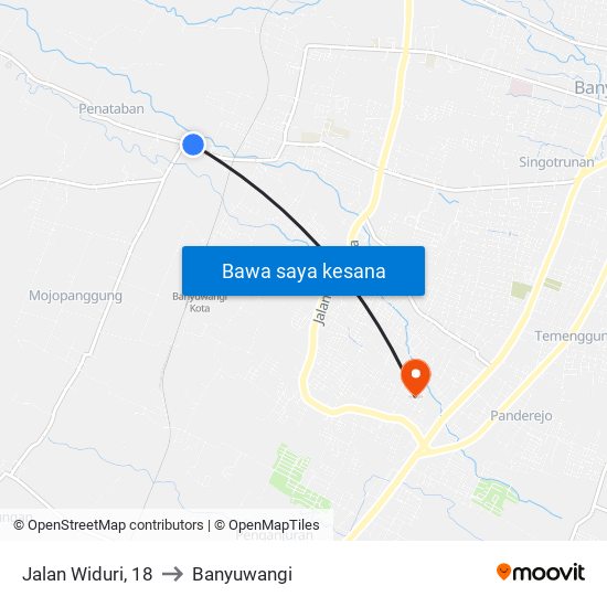 Jalan Widuri, 18 to Banyuwangi map