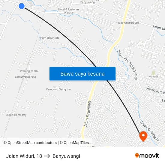 Jalan Widuri, 18 to Banyuwangi map