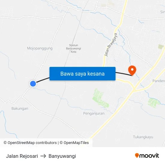 Jalan Rejosari to Banyuwangi map