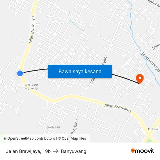 Jalan Brawijaya, 19b to Banyuwangi map