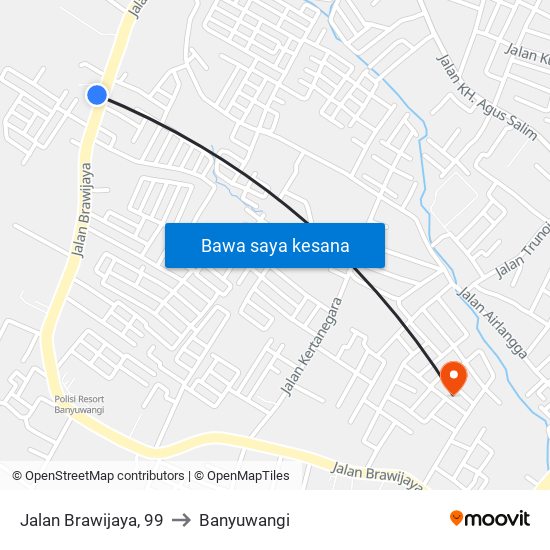 Jalan Brawijaya, 99 to Banyuwangi map