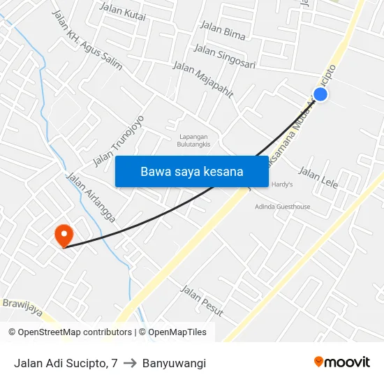 Jalan Adi Sucipto, 7 to Banyuwangi map