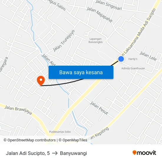 Jalan Adi Sucipto, 5 to Banyuwangi map