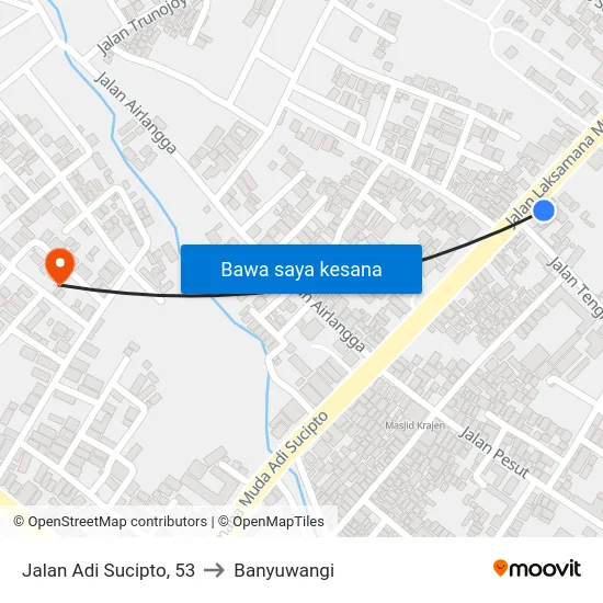 Jalan Adi Sucipto, 53 to Banyuwangi map