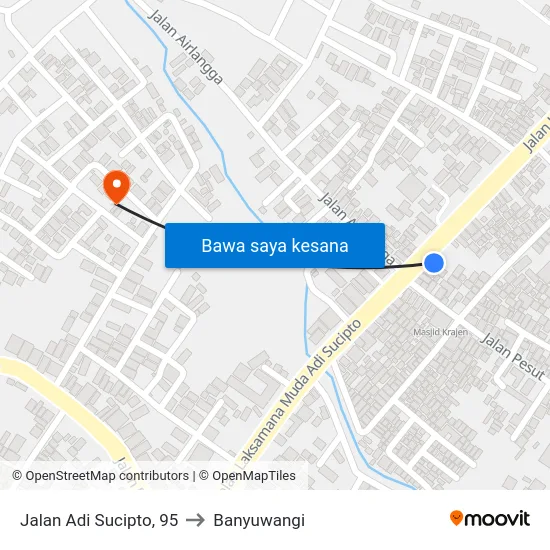 Jalan Adi Sucipto, 95 to Banyuwangi map