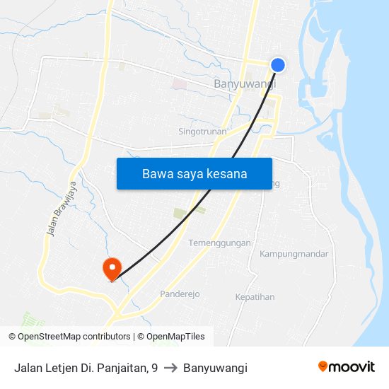 Jalan Letjen Di. Panjaitan, 9 to Banyuwangi map