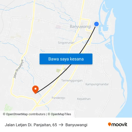 Jalan Letjen Di. Panjaitan, 65 to Banyuwangi map